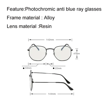 Klasičen Retro Anti Blue Ray Photochromic sončna Očala Človek Parcelo, sončna Očala, Kovinski Okvir za Očala sončna Očala Oculos De Sol gafas