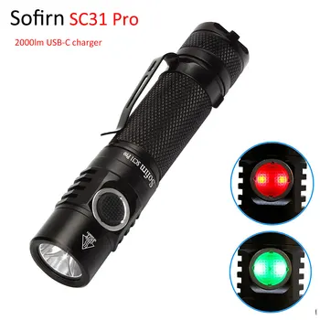 Sofirn 6500K SC31 Pro 2000lm LED Svetilka 18650 Polnilna USB C LED Svetilko Svetilka Anduril Svetilka za Lov/Kampiranje