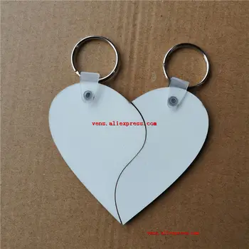Sublimacija prazno mdf keychains dve srce oblike key ring vroče prenos tiskanje diy materialov 15pcs/veliko